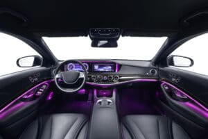 Cotting photo Car interior voilet ambient light